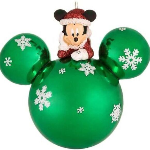 Disney Mickey Mouse Santa Red & Green Festive Christmas Tree Ornament. - Picture 1 of 6